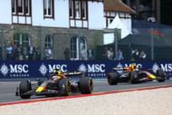Max Verstappen ahead of Sergio Perez in the Belgian GP